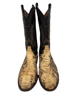 Vintage Tony Lama Python Snakeskin Western Cowboy Boots 8717 Size 10
